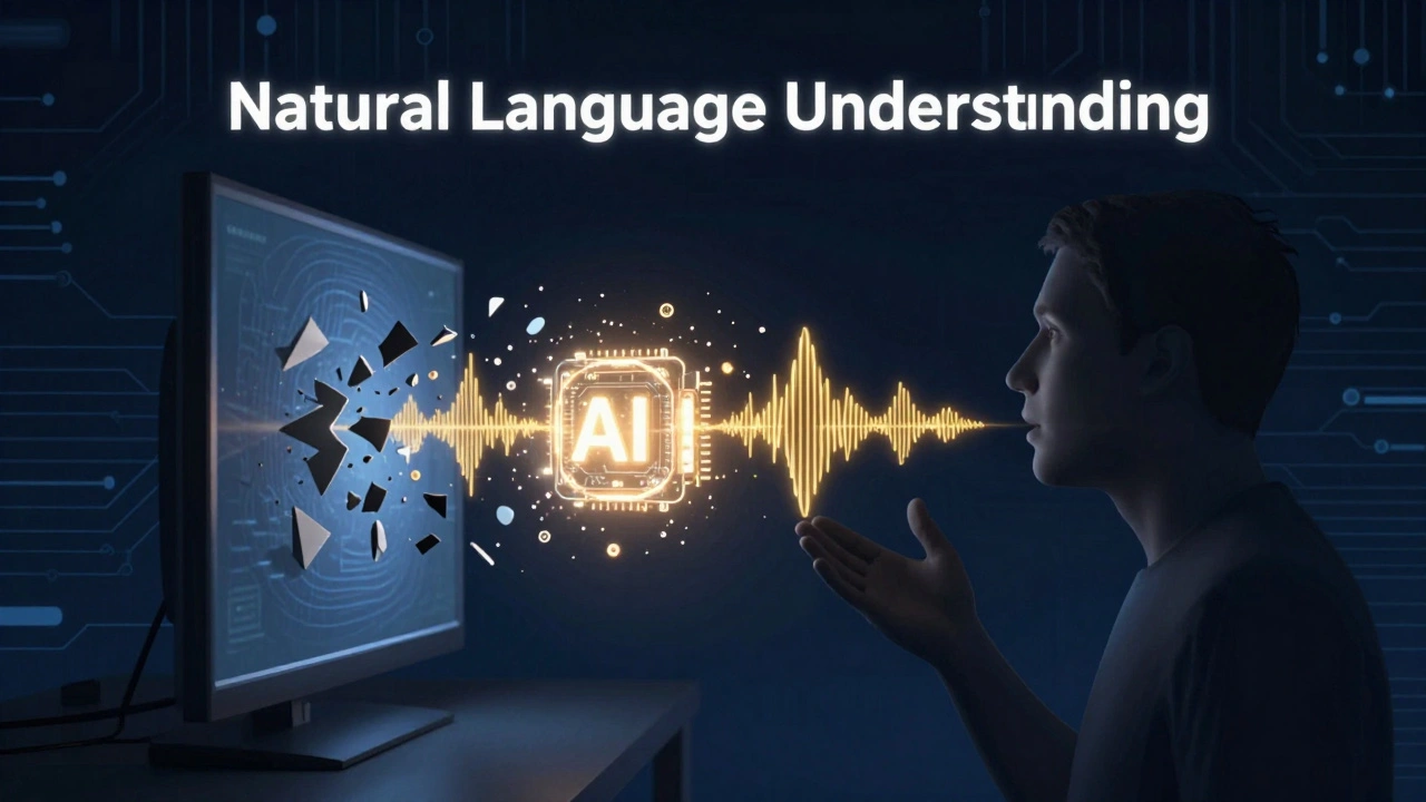 Digital visualization of voice waves being disrupted by background noise.