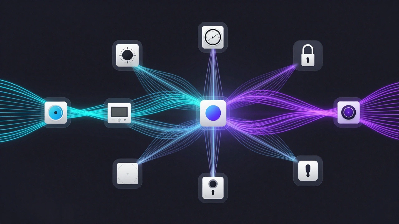 Abstract visualization of interconnected smart home devices via Matter protocol