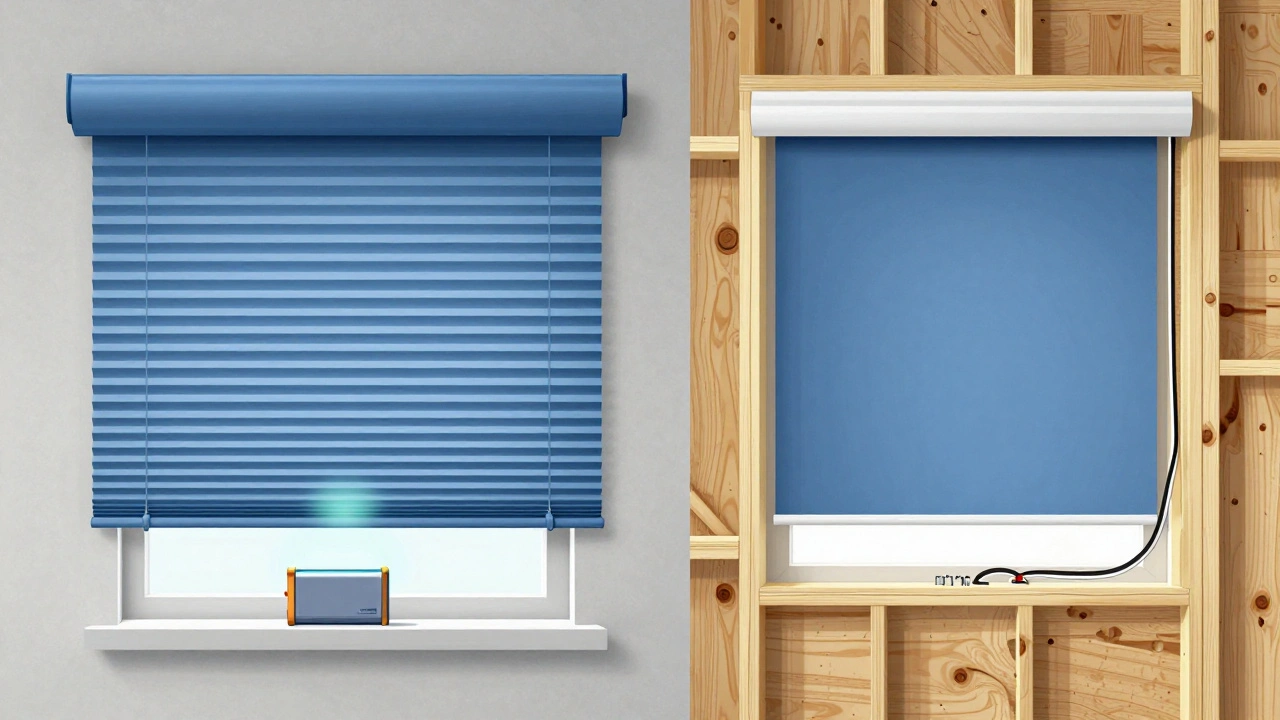 Comparison of battery-powered and hardwired motorized blind systems