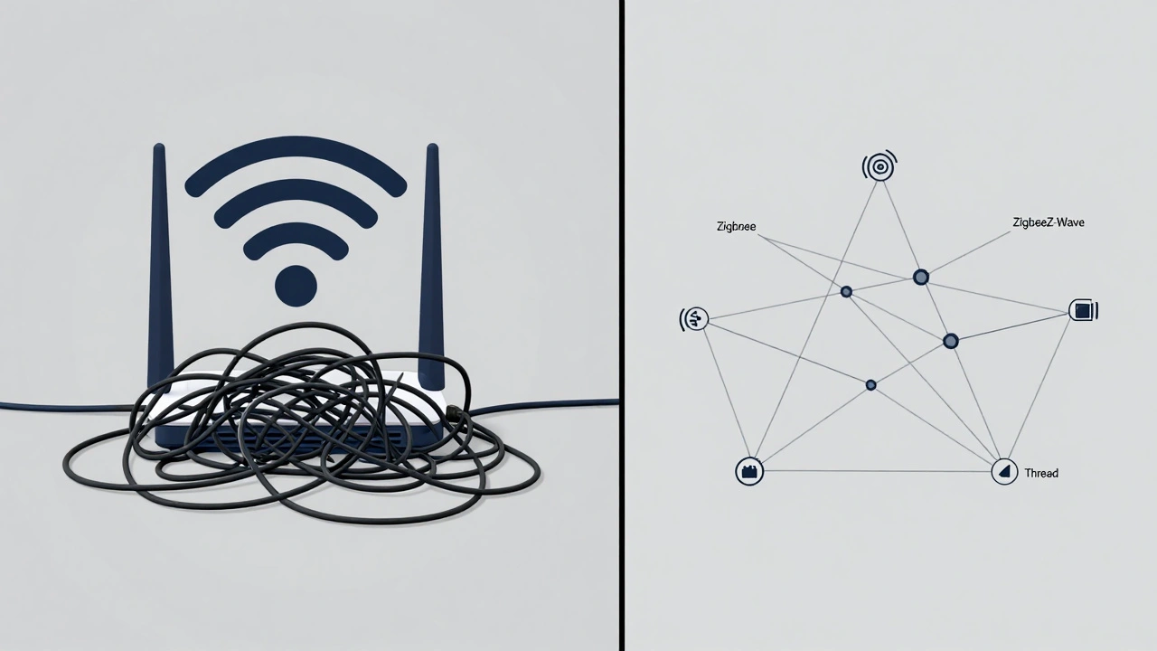 Comparison of congested Wi-Fi vs efficient mesh networking protocols