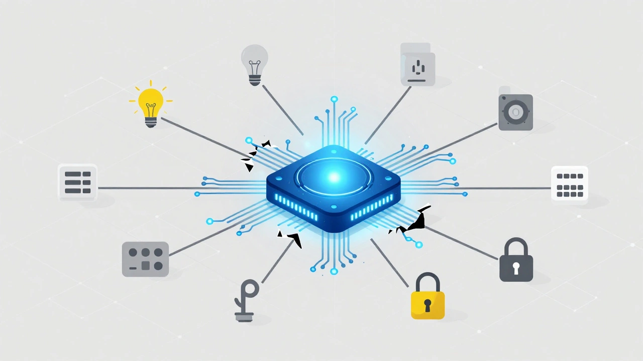 Conceptual graphic of broken connections between smart home devices
