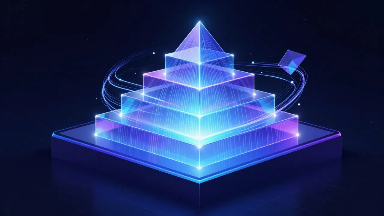 Abstract glass pyramid illustrating tiered smart tech subscription levels