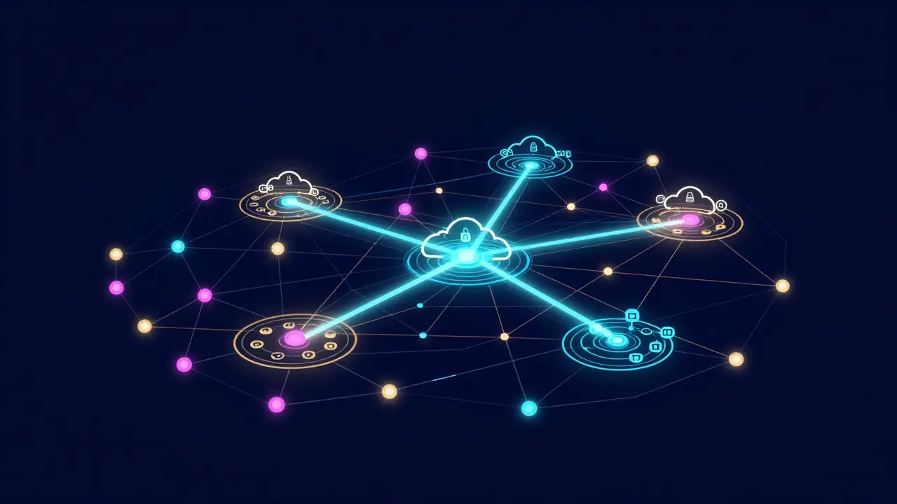 Abstract illustration of interconnected business goals and skill nodes