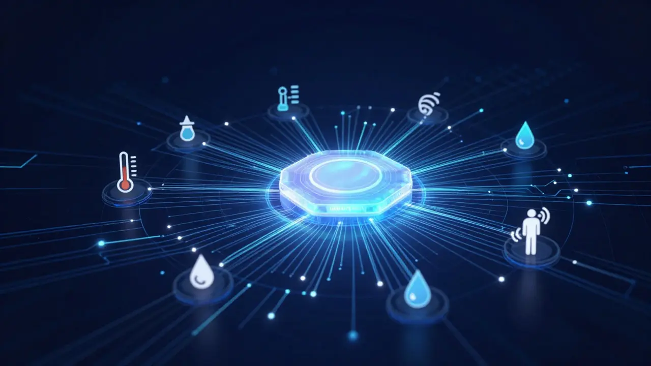 Abstract illustration of smart home data network flow