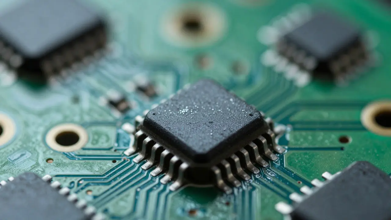 Close-up view of a digital humidity sensor component inside an electronic device