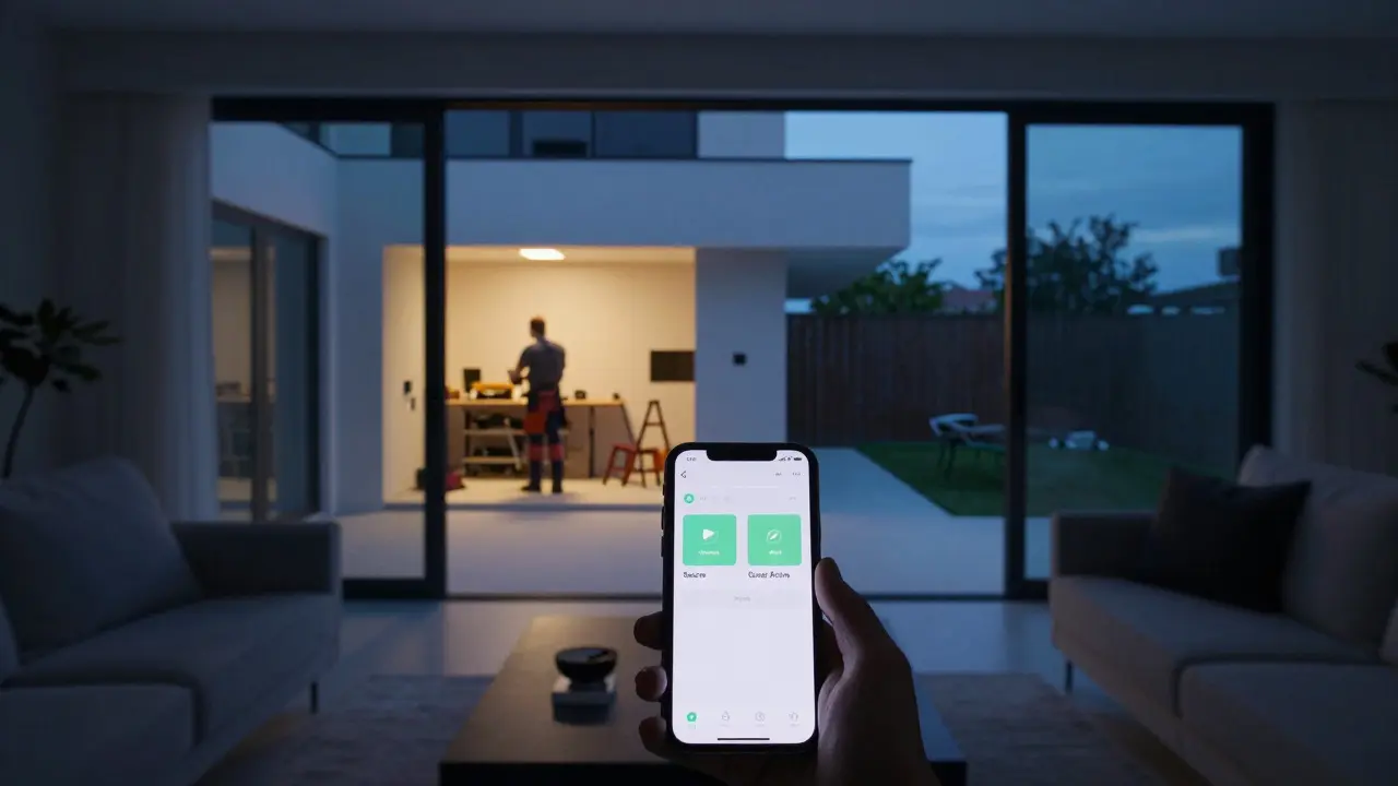 Homeowner monitoring a contractor's activity in a smart home via phone dashboard