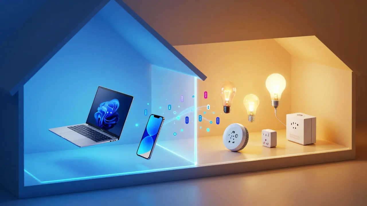 Illustration of a home network segmented into secure and IoT zones