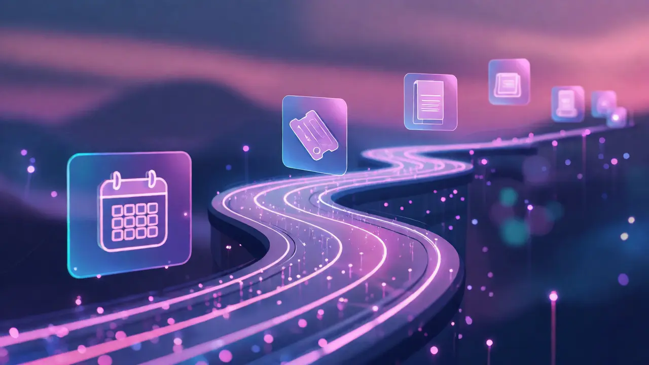 Glowing conceptual path representing automated concierge technology roadmap