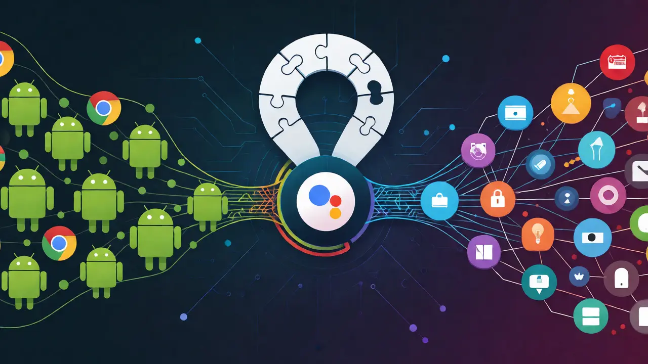 Abstract visualization of voice assistant ecosystems
