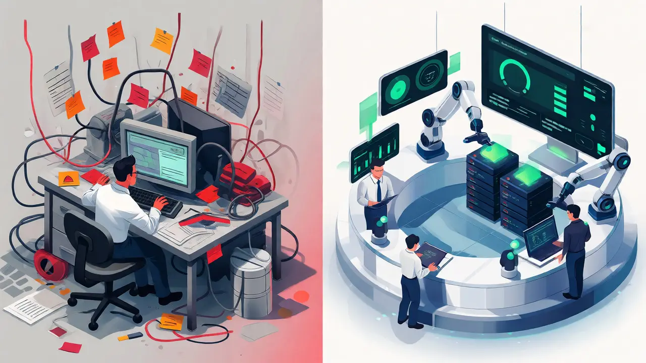 Comparison of chaotic basic IT support vs advanced strategic MSP