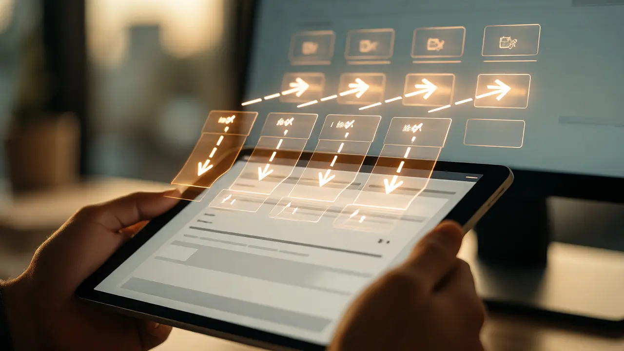 Holographic guides overlaying tech tools for contextual learning
